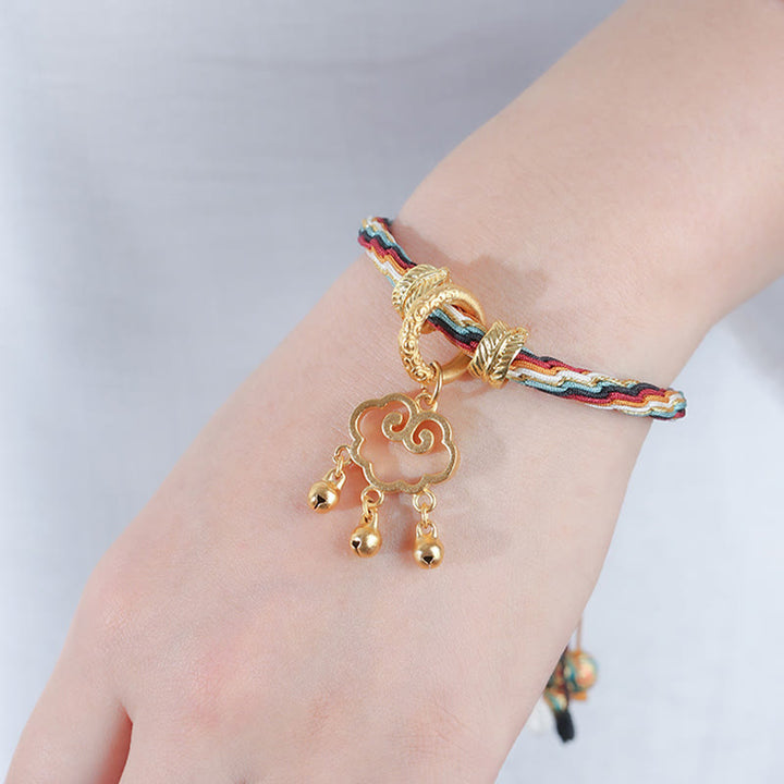 Buddha Stones Handmade Dunhuang Color Deer Auspicious Cloud Peace Lock Bell Healing Reincarnation Knot Bracelet - image 5