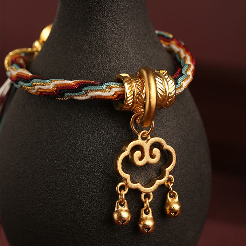 Buddha Stones Handmade Dunhuang Color Deer Auspicious Cloud Peace Lock Bell Healing Reincarnation Knot Bracelet - image 3