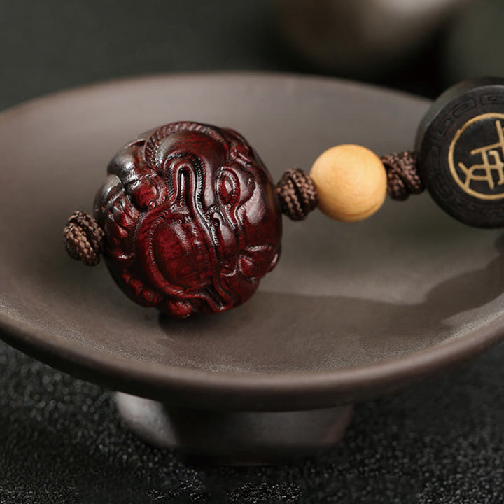 Buddha Stones Small Leaf Red Sandalwood PiXiu Safe and Well Protection Key Chain - image 9