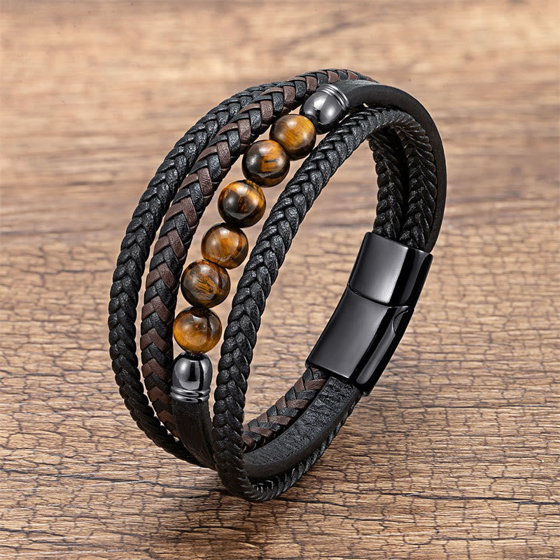 Buddha Stones "Wishing You Luck and Confidence" Tiger Eye Leather Includes Gift Message Card - image 1
