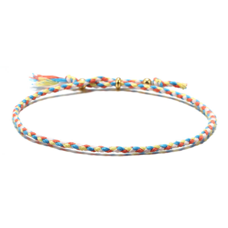 Buddha Stones Handmade Colorful Rope Braided Tassel Adjustable Harmony Bracelet - Yellow Blue Orange(Wrist Circumference 14-20cm) - image 10