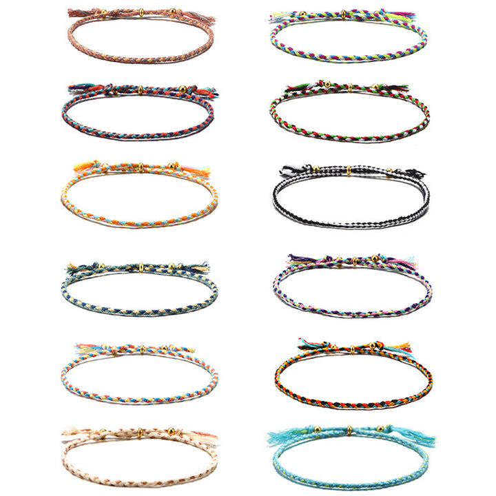 Buddha Stones Handmade Colorful Rope Braided Tassel Adjustable Harmony Bracelet - 12pcs Set(Wrist Circumference 14-20cm) - image 14