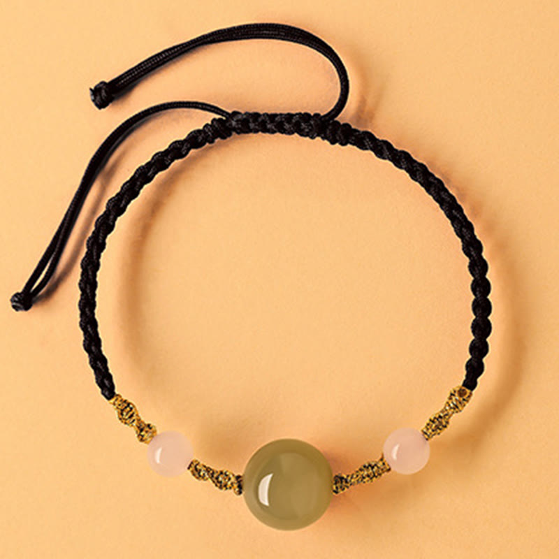 Buddha Stones Hetian Jade Black Onyx Red Agate Bead Luck Braided Bracelet - Black Rope&Hetian Jade(Wrist Circumference 14-15cm) - image 18