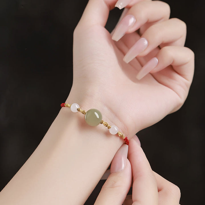 Buddha Stones Hetian Jade Black Onyx Red Agate Bead Luck Braided Bracelet - image 10