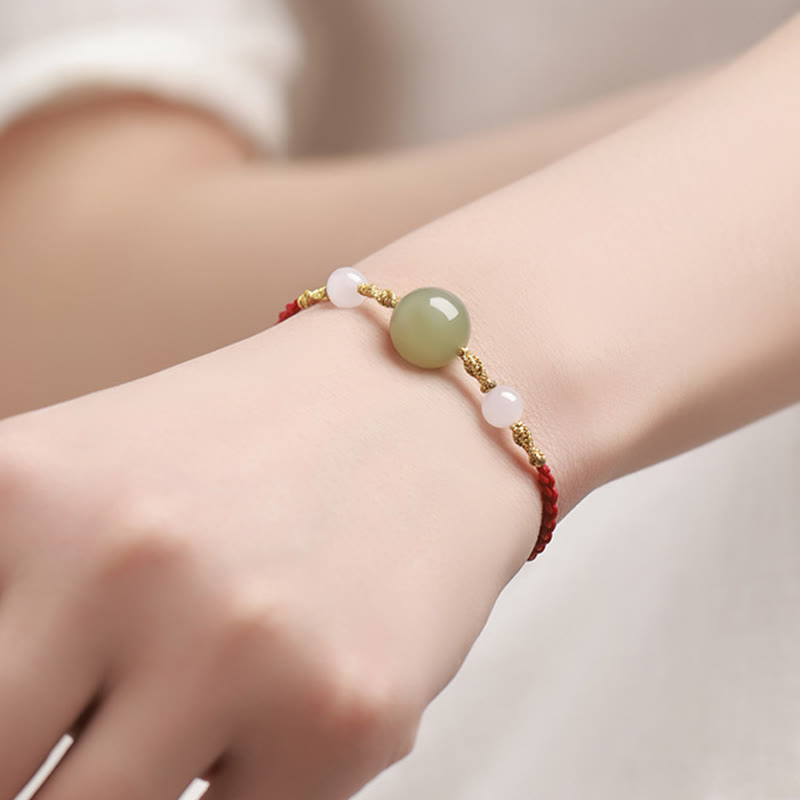 Buddha Stones Hetian Jade Black Onyx Red Agate Bead Luck Braided Bracelet - image 8