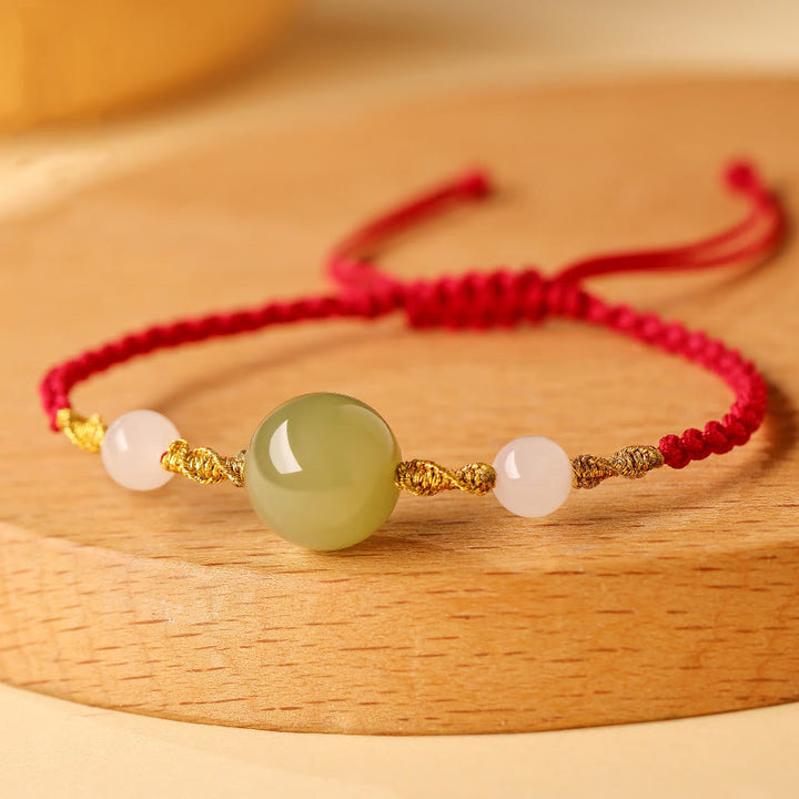 Buddha Stones Hetian Jade Black Onyx Red Agate Bead Luck Braided Bracelet - image 3