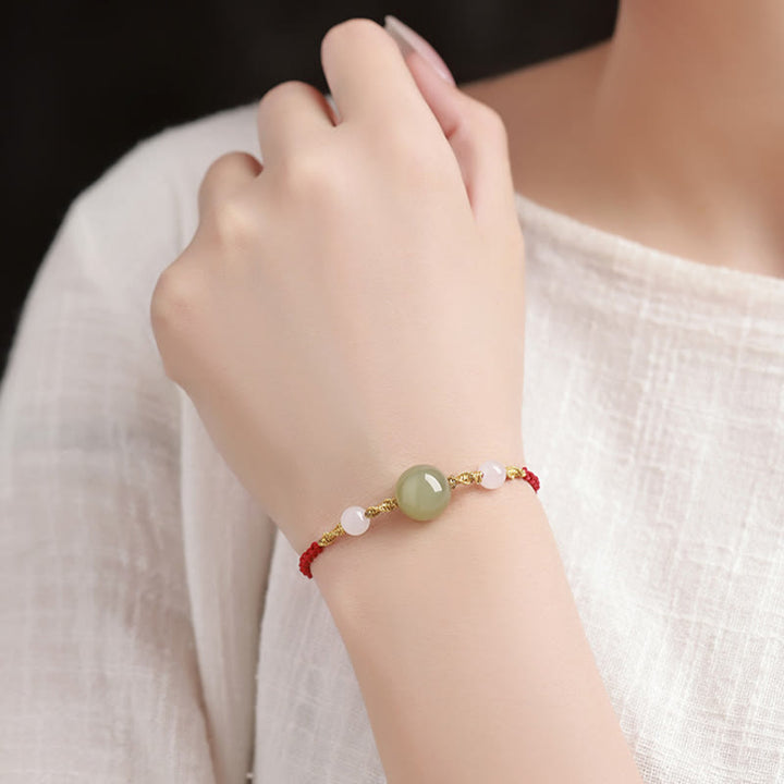 Buddha Stones Hetian Jade Black Onyx Red Agate Bead Luck Braided Bracelet - image 9