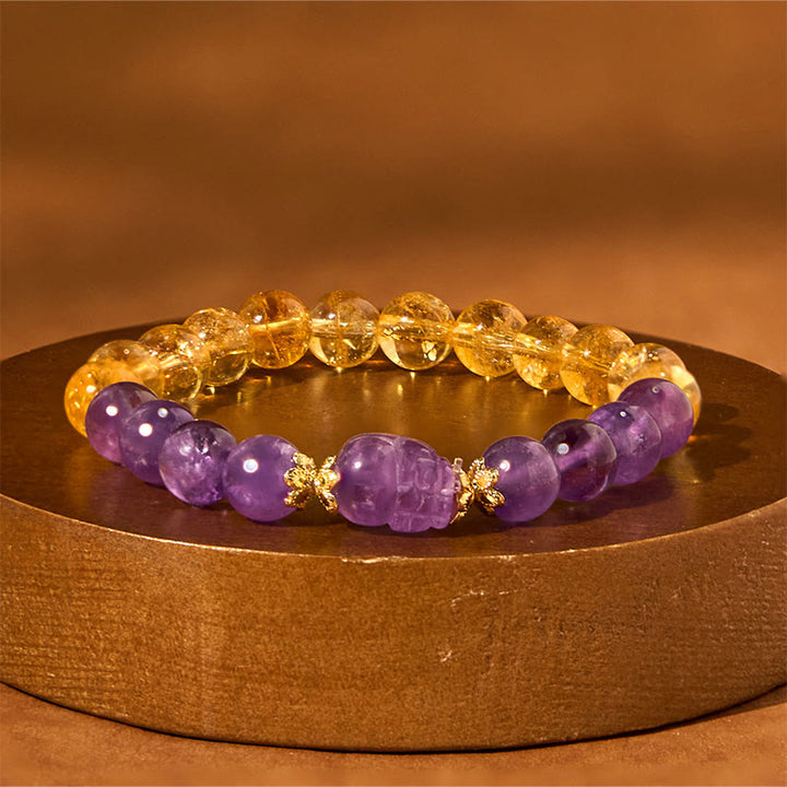 Buddha Stones Citrine Amethyst Pixiu Prosperity Bracelet - image 12