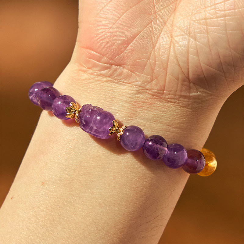 Buddha Stones Citrine Amethyst Pixiu Prosperity Bracelet - image 4