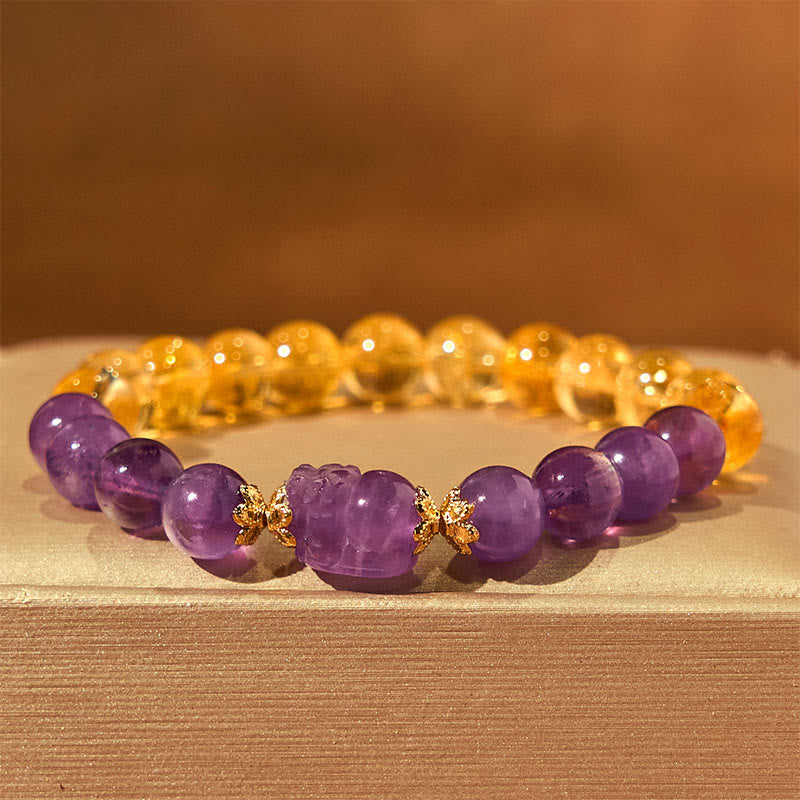 Buddha Stones Citrine Amethyst Pixiu Prosperity Bracelet - image 10