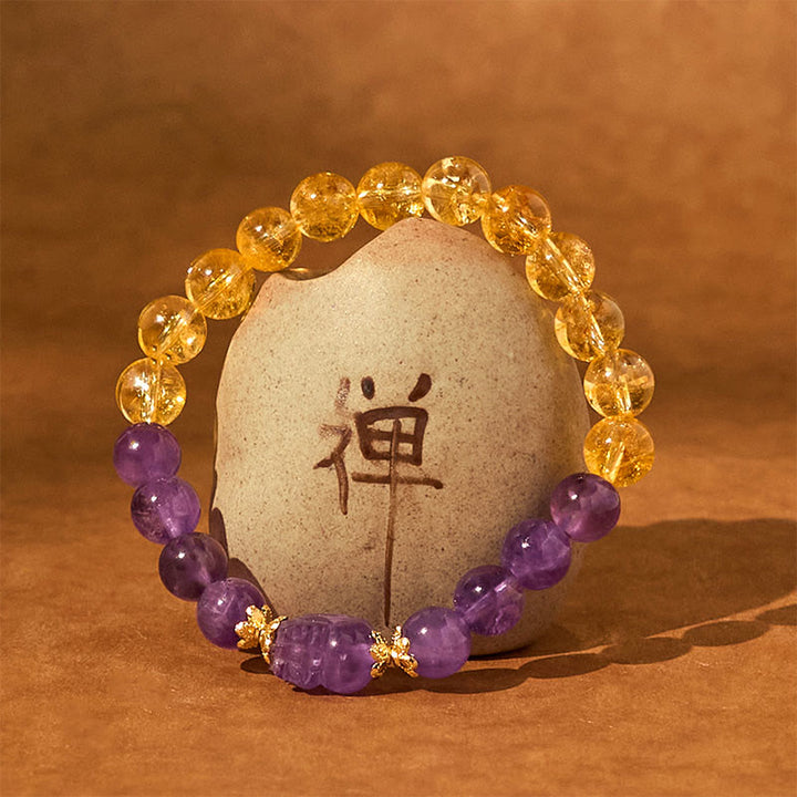 Buddha Stones Citrine Amethyst Pixiu Prosperity Bracelet - image 3