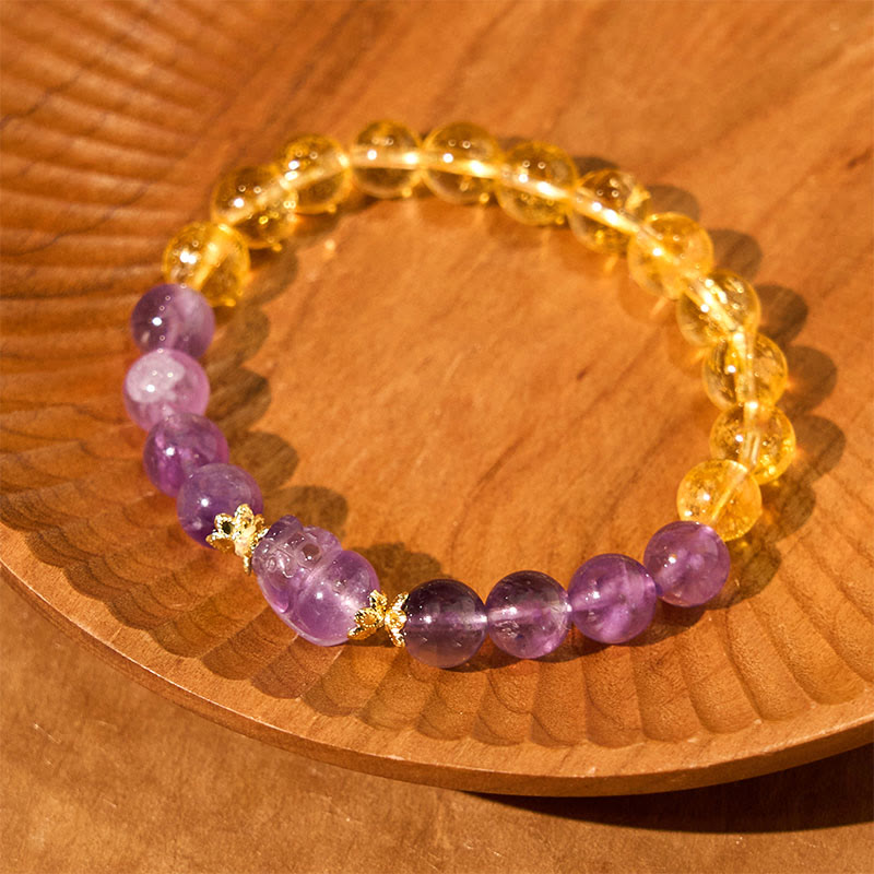 Buddha Stones Citrine Amethyst Pixiu Prosperity Bracelet - image 13