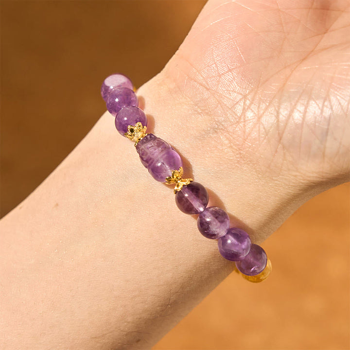 Buddha Stones Citrine Amethyst Pixiu Prosperity Bracelet - image 5