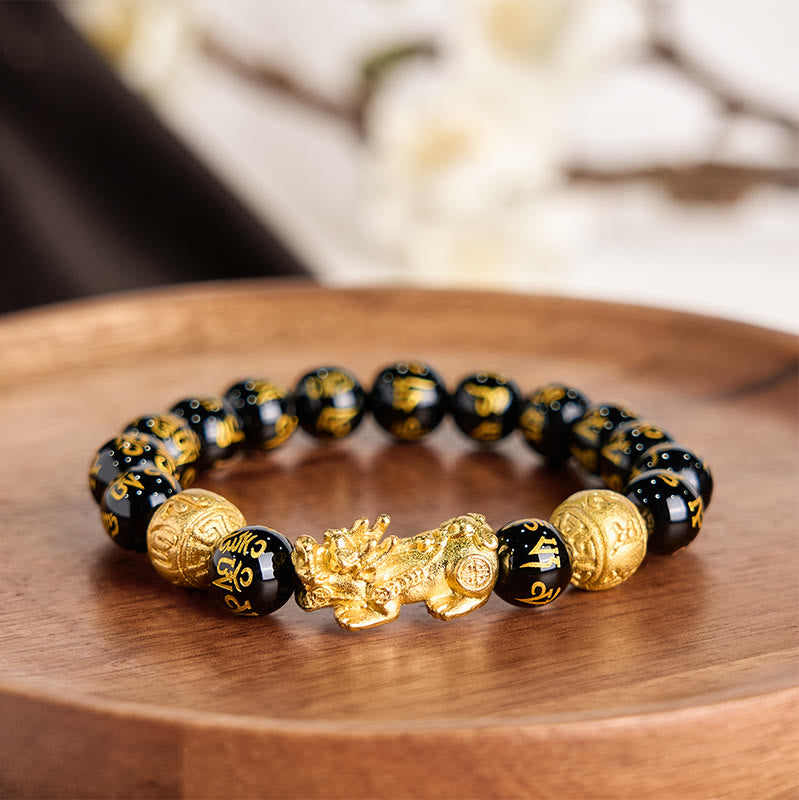 Buddha Stones FengShui PiXiu Obsidian Wealth Bracelet - image 2