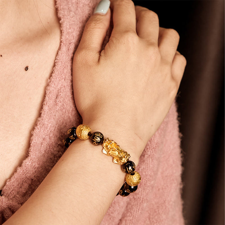 Buddha Stones FengShui PiXiu Obsidian Wealth Bracelet - image 3