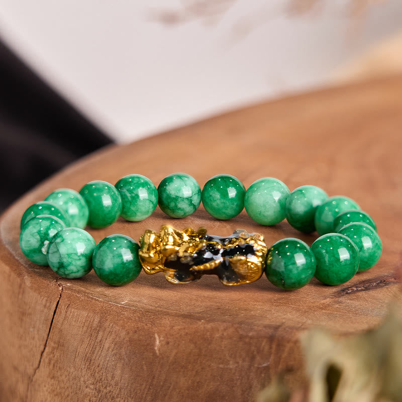 Buddha Stones FengShui PiXiu Jade Protection Bracelet - 14mm*13 - image 0
