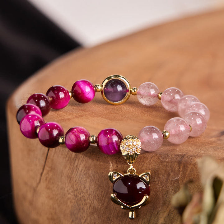 Buddha Stones Natural Strawberry Quartz Pixiu Love Bracelet - 1 - image 0