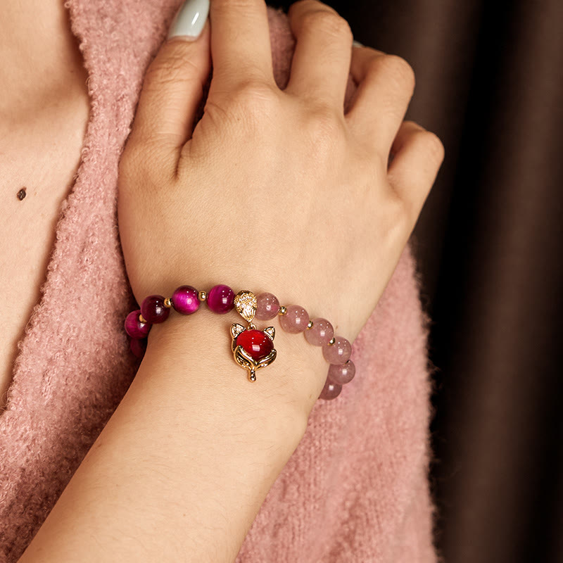 Buddha Stones Natural Strawberry Quartz Pixiu Love Bracelet - image 2