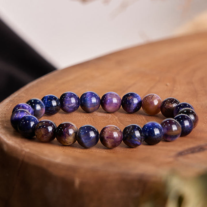 Buddha Stones Natural Purple Tiger Eye Protection Strength Bracelet - 6mm - image 0