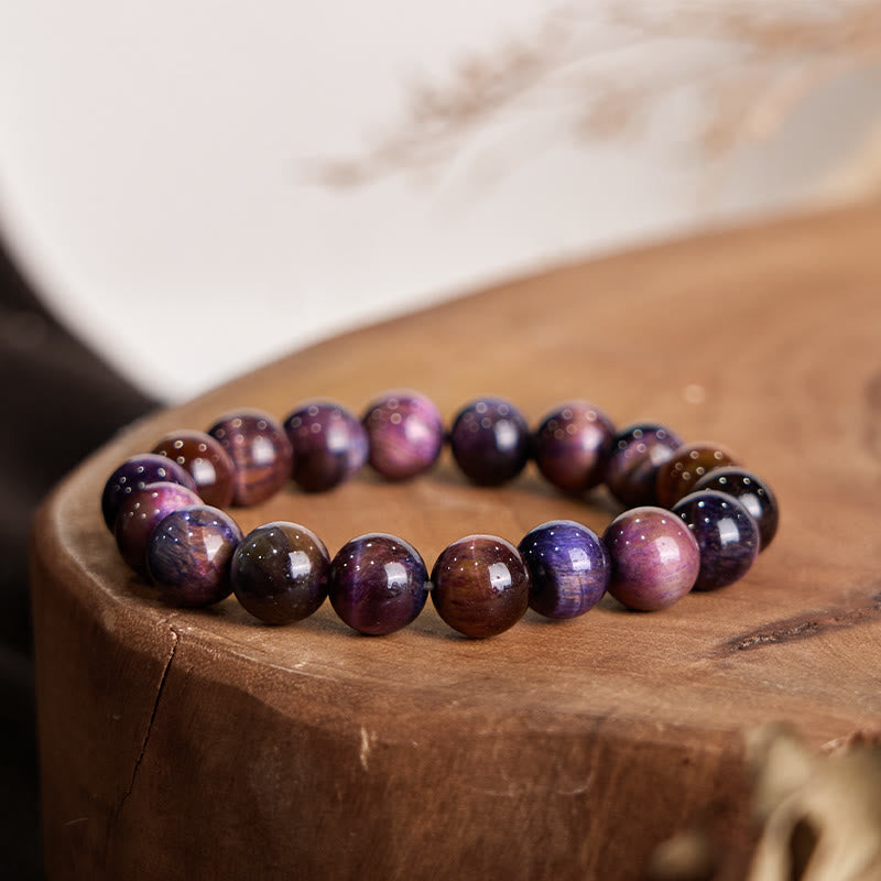Buddha Stones Natural Purple Tiger Eye Protection Strength Bracelet - 12mm - image 10