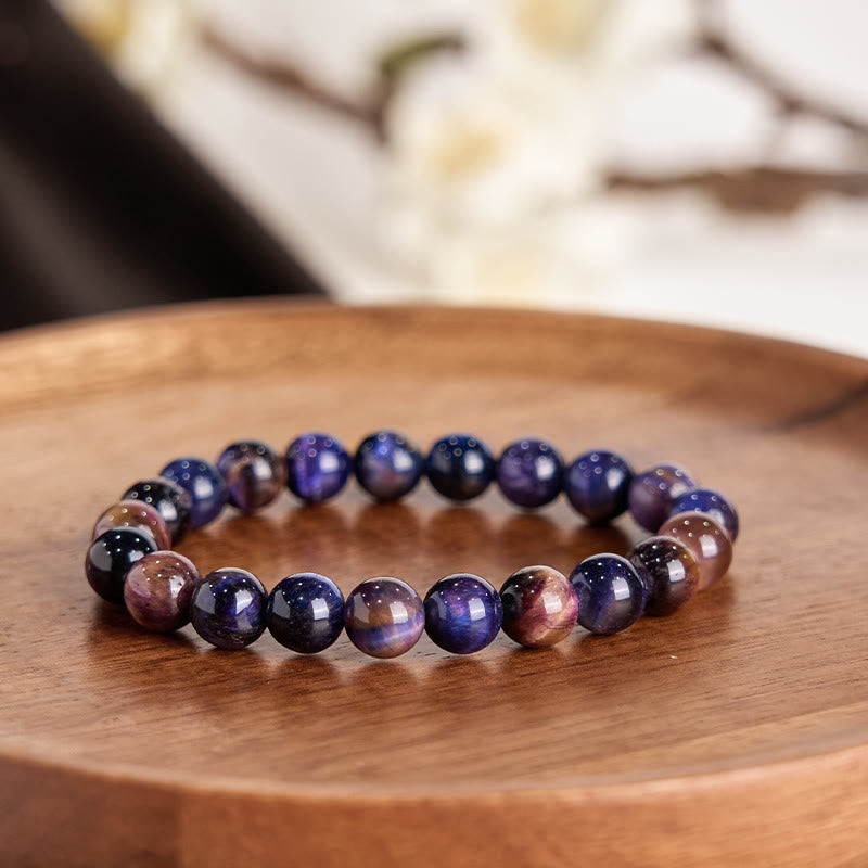 Buddha Stones Natural Purple Tiger Eye Protection Strength Bracelet - image 1