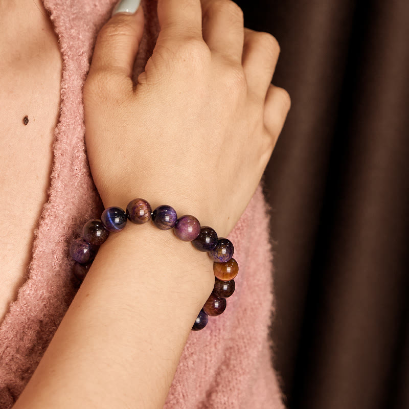 Buddha Stones Natural Purple Tiger Eye Protection Strength Bracelet - image 14