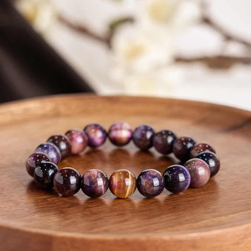 Buddha Stones Natural Purple Tiger Eye Protection Strength Bracelet - image 13