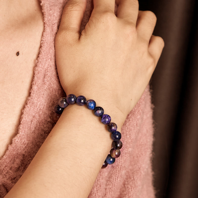 Buddha Stones Natural Purple Tiger Eye Protection Strength Bracelet - image 2
