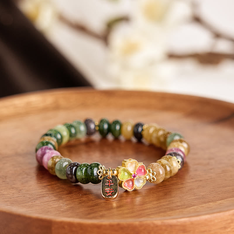 Buddha Stones Tourmaline Jade Safe And Well Love Bracelet - image 1