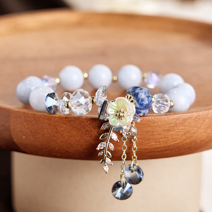 Buddha Stones Blue Crystal Amethyst Sun Stone Green Aventurine Healing Bracelet - image 12