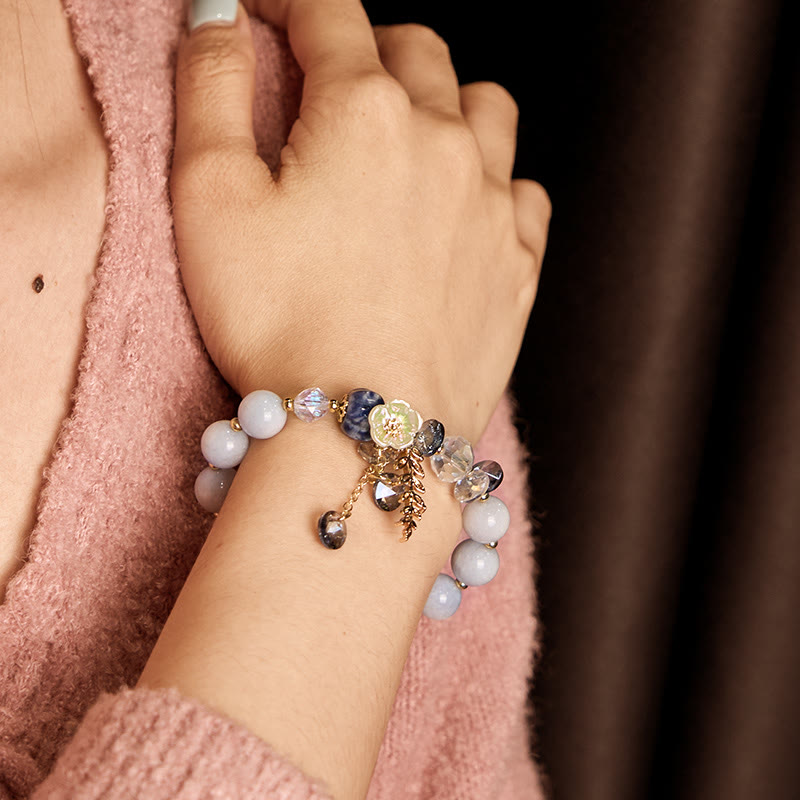 Buddha Stones Blue Crystal Amethyst Sun Stone Green Aventurine Healing Bracelet - image 13