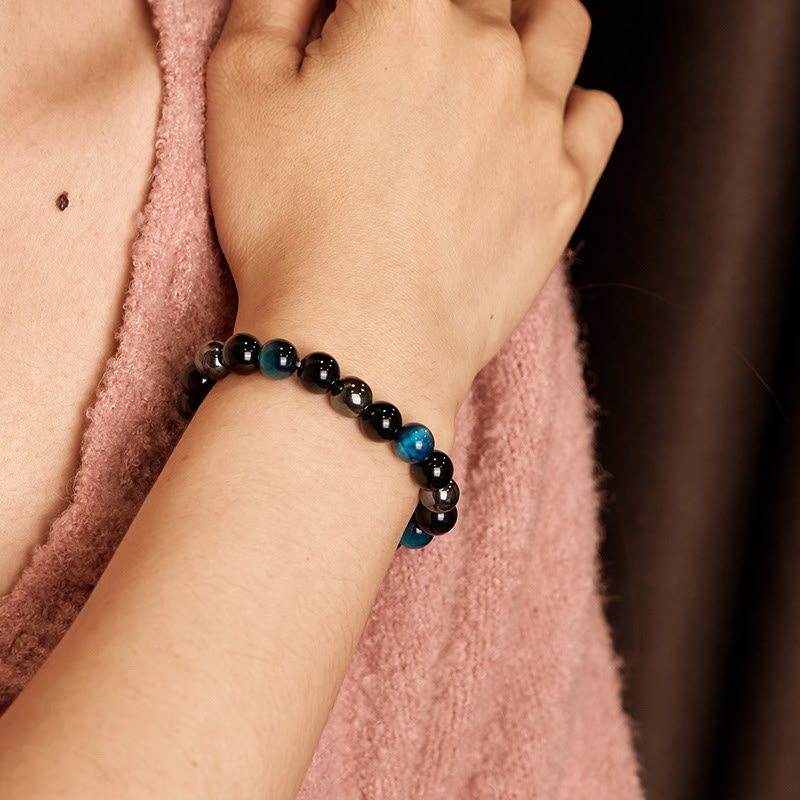 Buddha Stones Natural Tiger's Eye Obsidian Hematite Positive Powerful Bracelet - image 38