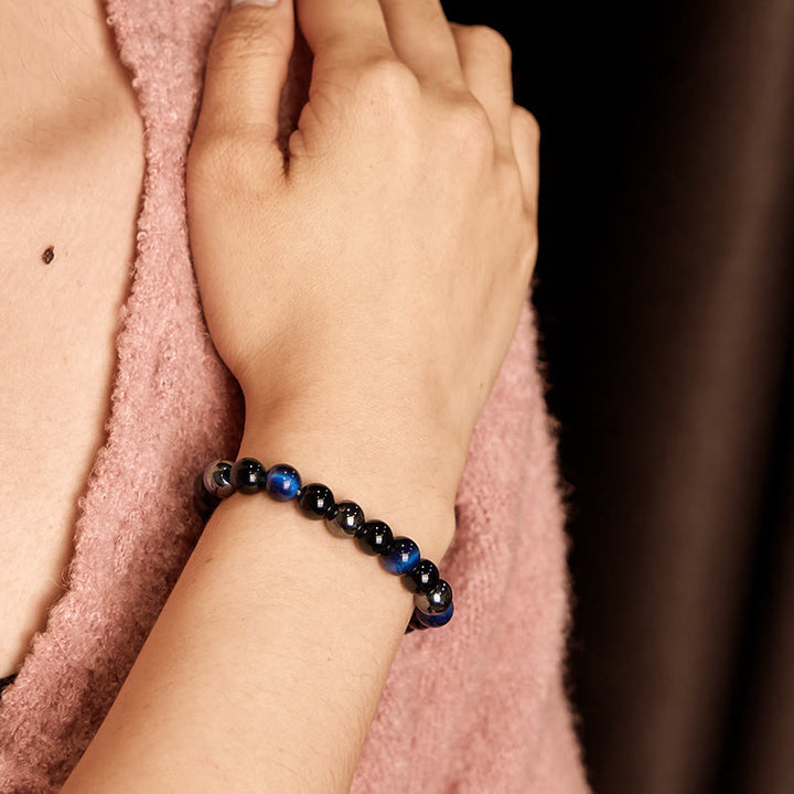 Buddha Stones Natural Tiger's Eye Obsidian Hematite Positive Powerful Bracelet - image 27