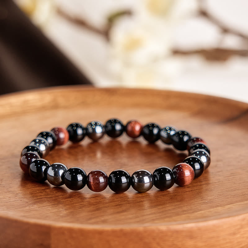 Buddha Stones Natural Tiger's Eye Obsidian Hematite Positive Powerful Bracelet - image 13