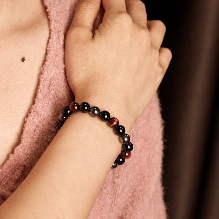 Buddha Stones Natural Tiger's Eye Obsidian Hematite Positive Powerful Bracelet - image 14