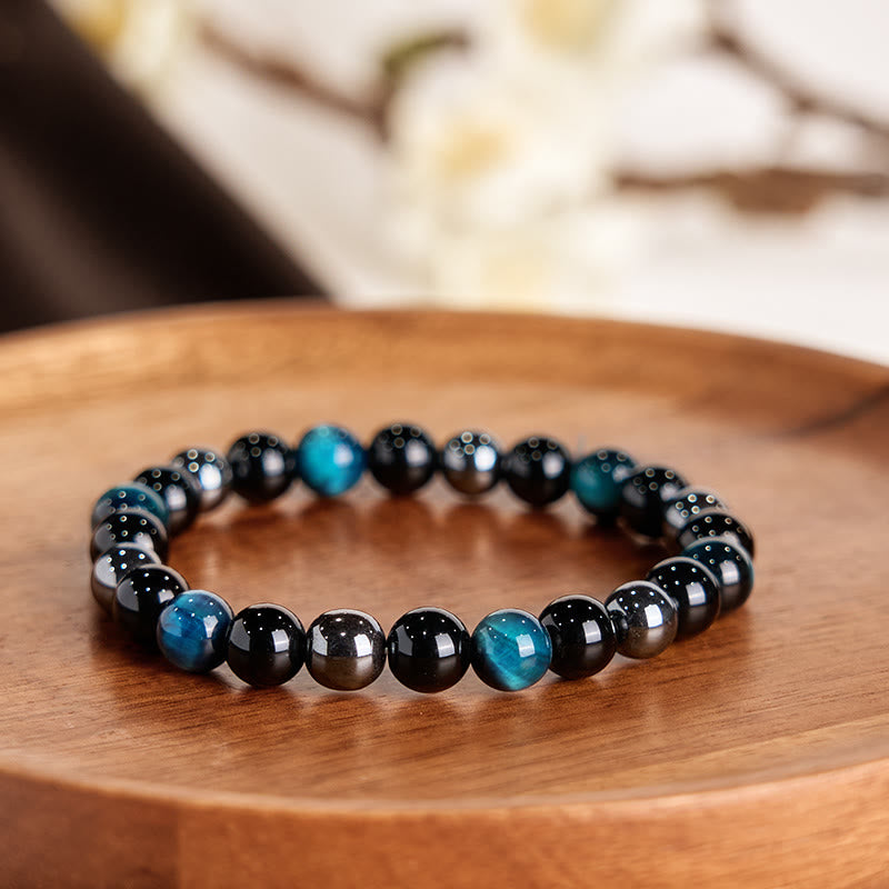 Buddha Stones Natural Tiger's Eye Obsidian Hematite Positive Powerful Bracelet - image 37