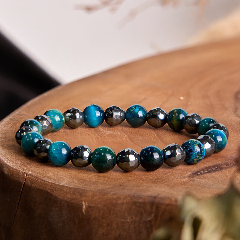 Buddha Stones 2Pcs Hematite Tiger Eye Blue Tiger Eye Powerful Bracelet Set - image 0