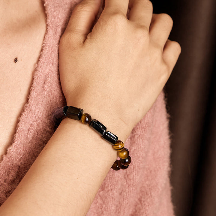 Buddha Stones Natural Black Tourmaline Tiger Eye Positive Bracelet - image 2