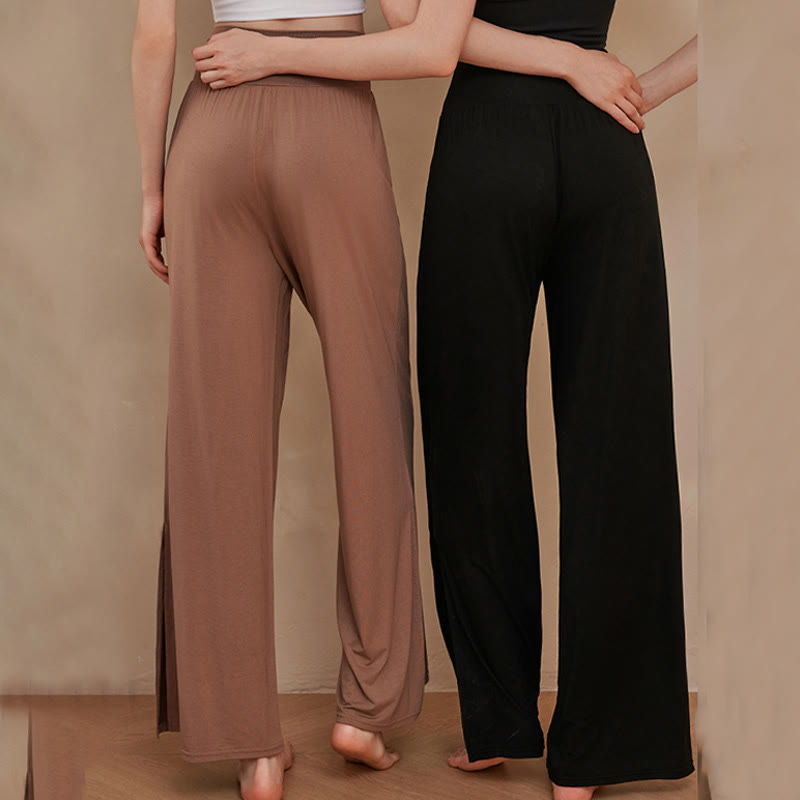 Buddha Stones Casual Plain High Waist Elastic Women's Cotton Wide Leg Pants - image 15