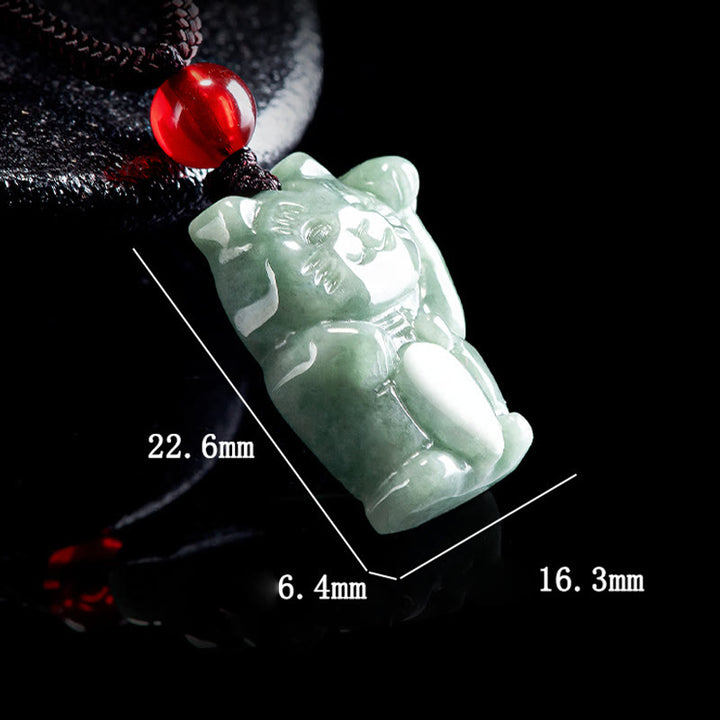 Buddha Stones Lucky Cat Jade Abundance Necklace Pendant - image 5