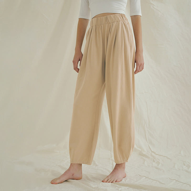 Buddha Stones Casual Plain Breathable Loose Women's Leica Harem Pants With Pockets - image 2