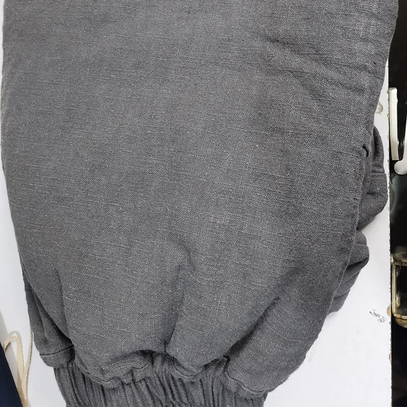 Buddha Stones Casual Plain Loose Straight Leg Women's Ramie Cotton Wide Leg Pants With Pockets - SlateGray - US6，UK/AU10，EU38 (L) - image 7