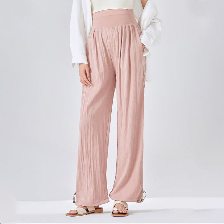 Buddha Stones Casual Plain Loose High elastic belly support Women's Viscose Wide Leg Pants With Pockets - image 13