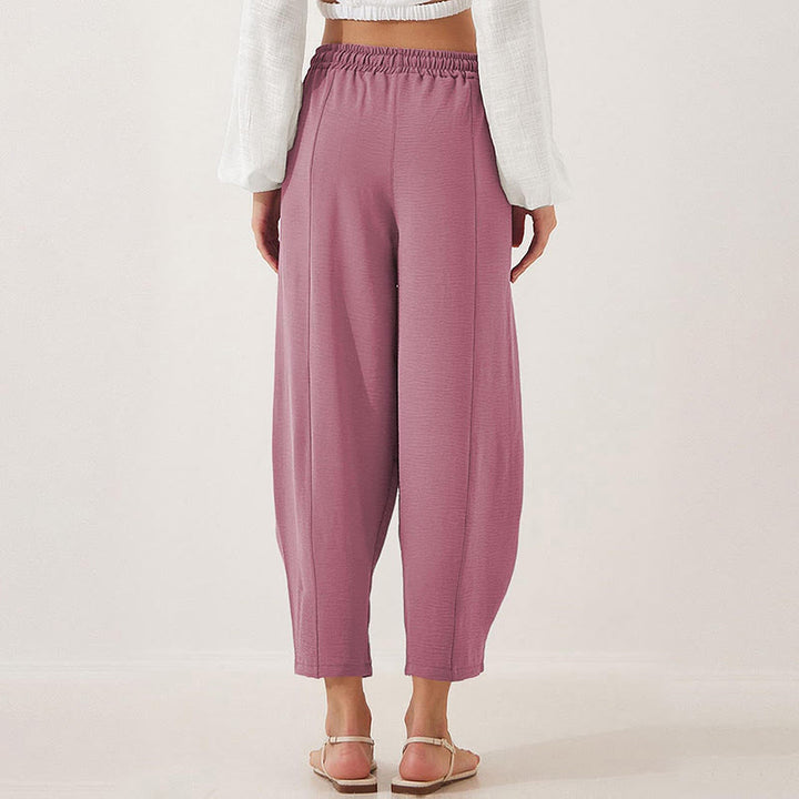 Buddha Stones Casual Plain Loose Drawstring Women's Polyester 7/8 Length Pants  With Pockets - image 7