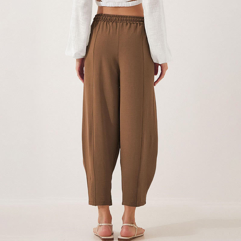 Buddha Stones Casual Plain Loose Drawstring Women's Polyester 7/8 Length Pants  With Pockets - image 22