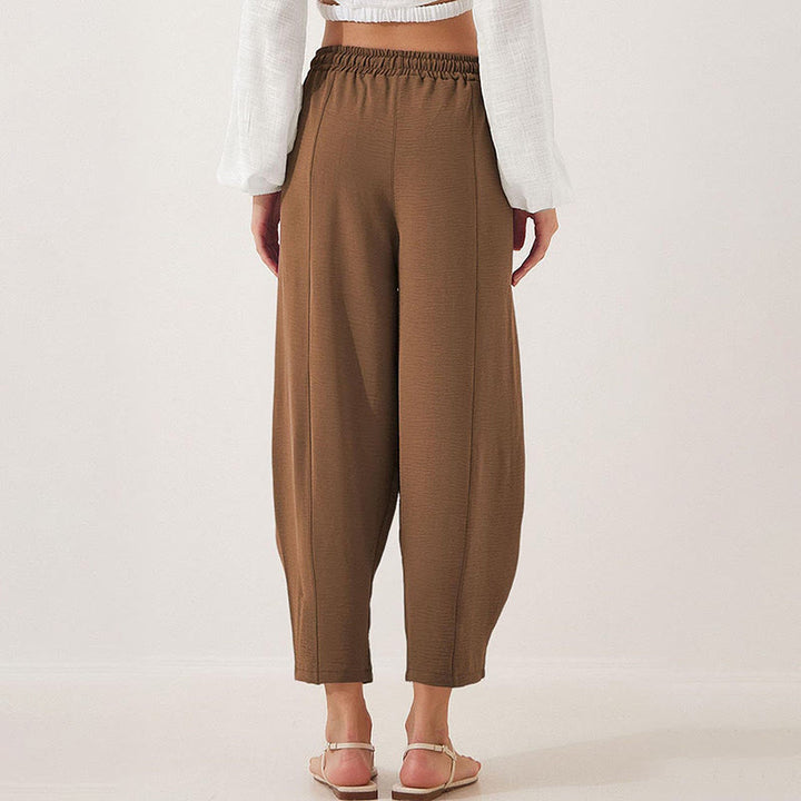 Buddha Stones Casual Plain Loose Drawstring Women's Polyester 7/8 Length Pants  With Pockets - image 22