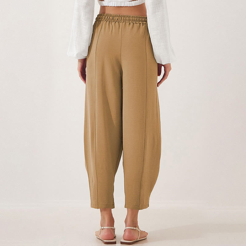 Buddha Stones Casual Plain Loose Drawstring Women's Polyester 7/8 Length Pants  With Pockets - image 25