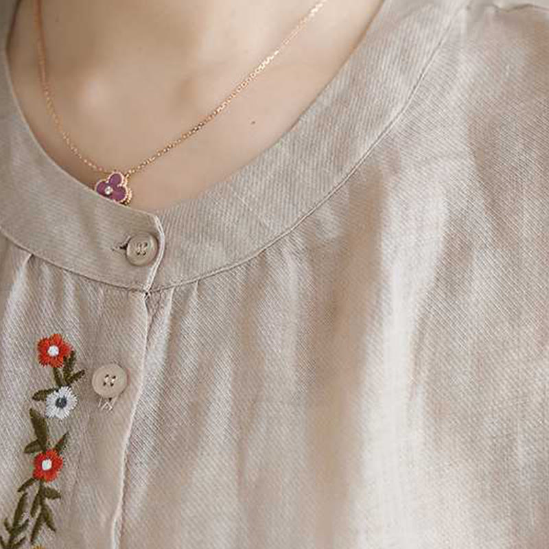 Buddha Stones 2Pcs Cotton Embroidery Flowers Shirt Top Pants Meditation Zen Tai Chi Clothing Women's Set - image 20