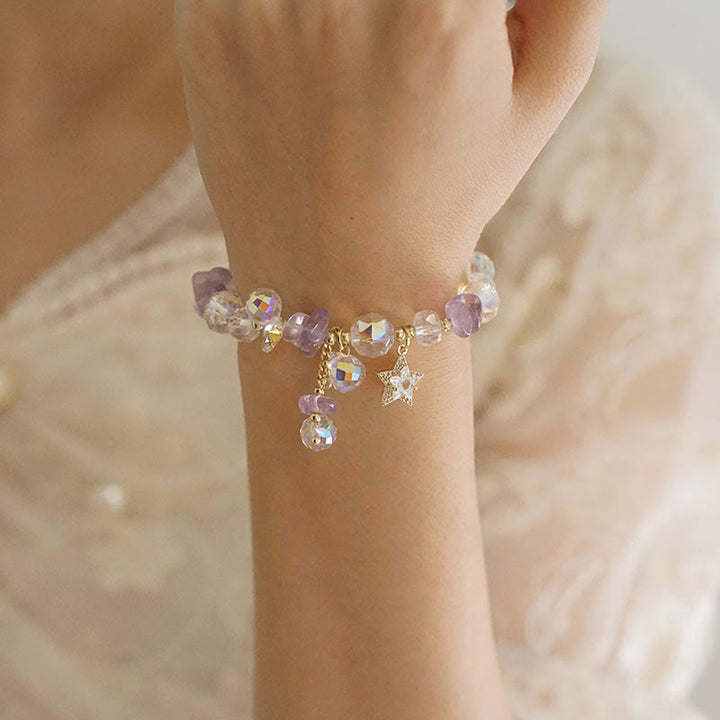 Buddha Stones Natural Amethyst Crystal Star Charm Positive Transformation Bracelet - image 7