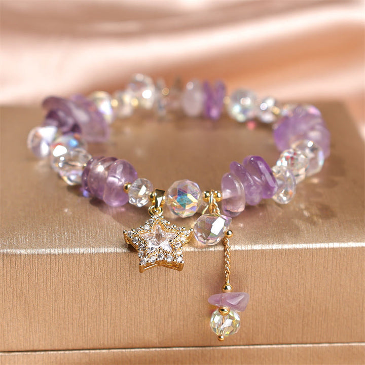 Buddha Stones Natural Amethyst Crystal Star Charm Positive Transformation Bracelet - image 6